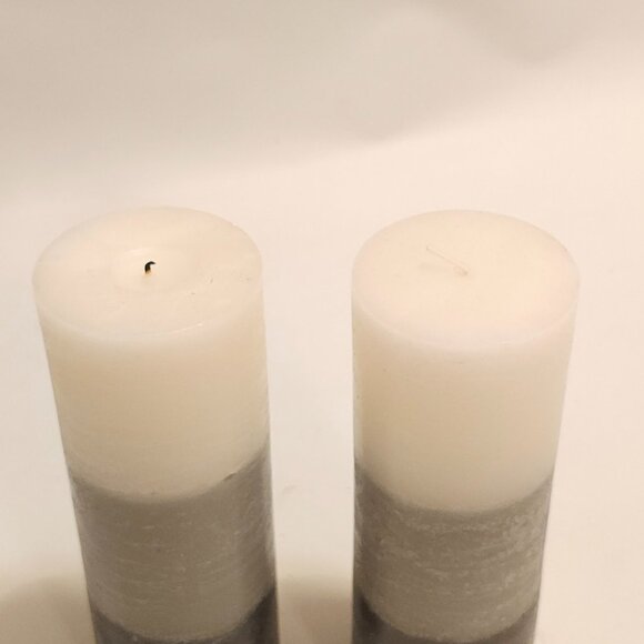 PRETTY Grey Gradient Pillar Candles 8" x 2 - Picture 2 of 3